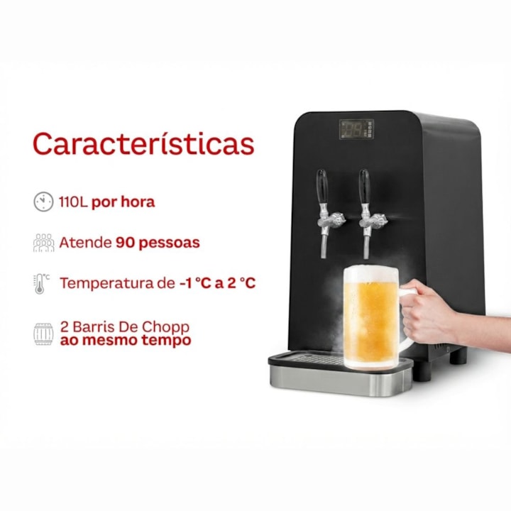 Chopeira Elétrica Hug 110L/h Black com Degelo - 2 Torneiras-84eb4a2c-a59a-4ba9-b8c7-8cd6476cc191