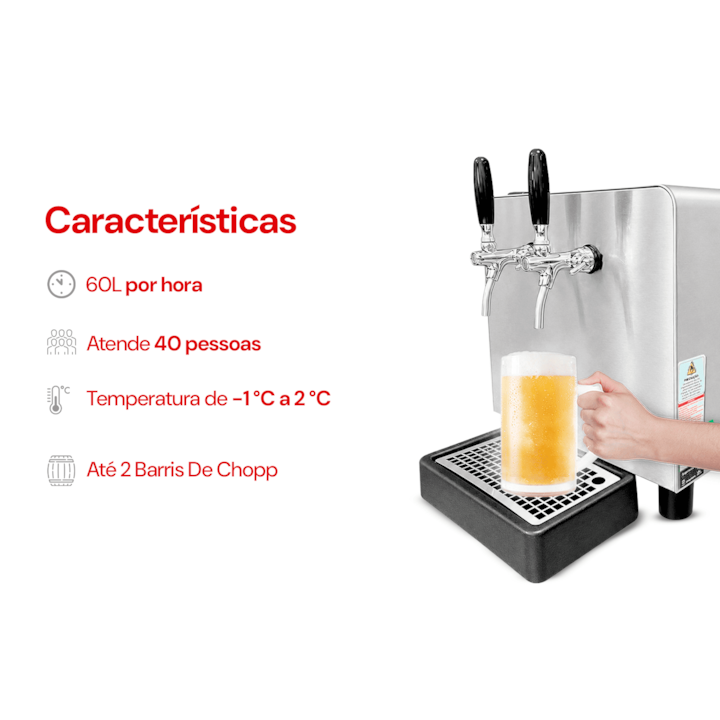 Chopeira Elétrica Hug 60L/h com Degelo - 2 Torneiras-148892f1-f1c7-4305-961d-67994dd10d9f