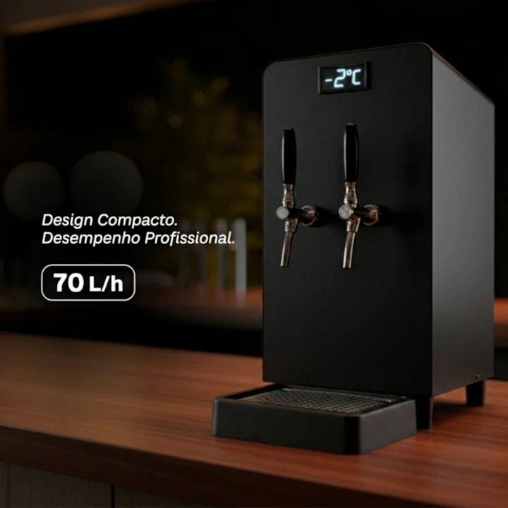Chopeira Elétrica Hug 70L/h Preta com Degelo - 2 Torneiras