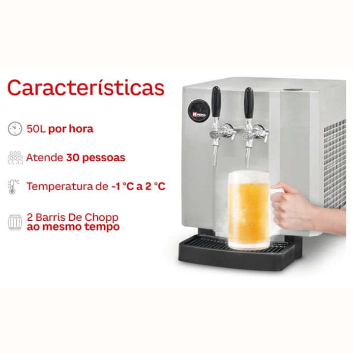 Chopeira Elétrica Memo Small 50L/h - 2 Torneiras-3f6bb0bb-b3bc-4e4b-a124-c79642741357